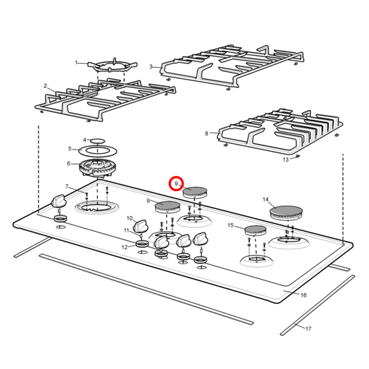 8583053818008 Electrolux, Westinghouse Cooktop Burner Crown Cap Rapid Assembly - 305381800