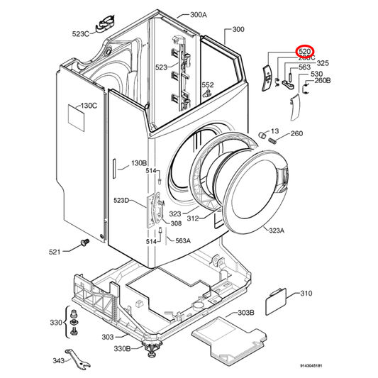 1321468009 Electrolux, Simpson Washing Machine Door Latch Catch