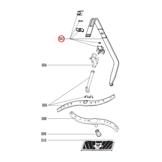 673000900343 Baumatic, Delonghi, Omega Dishwasher Inner Pipe Assembly - 673000903006