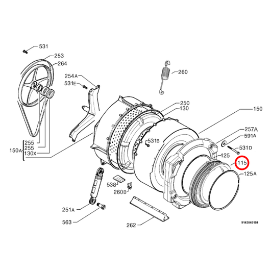4055984241 Electrolux Washing Machine Door Seal - 132561520K
