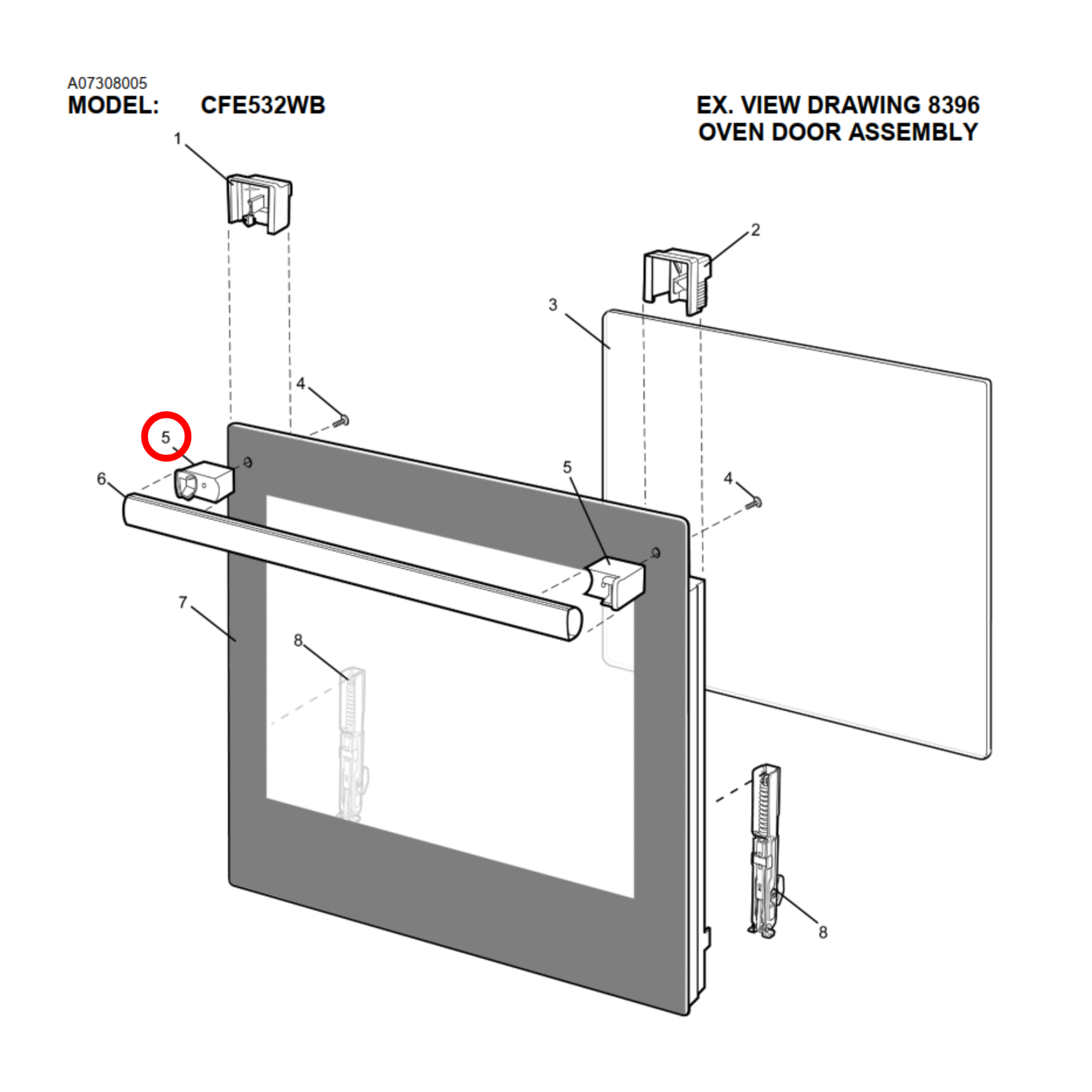 140073256012 Chef Oven Grill Door Handle End Cap Single - A07325601