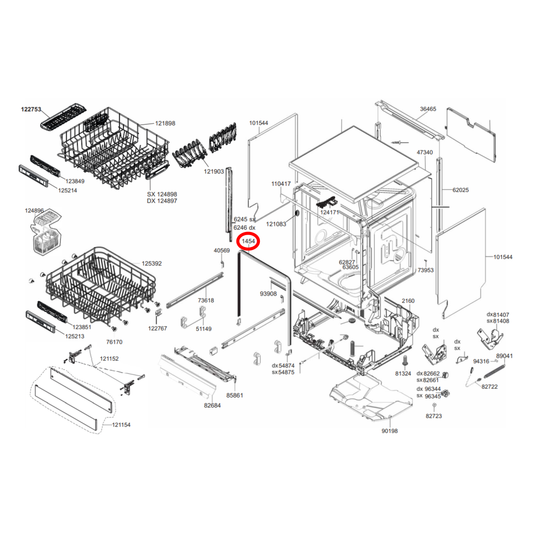 754132350 Smeg Dishwasher Upper Door Seal - 754132180