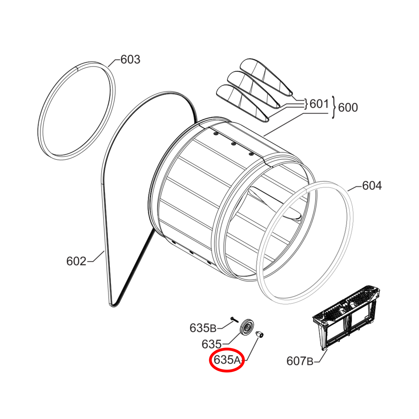 1254250010 AEG, Electrolux Dryer Bush Support Roller