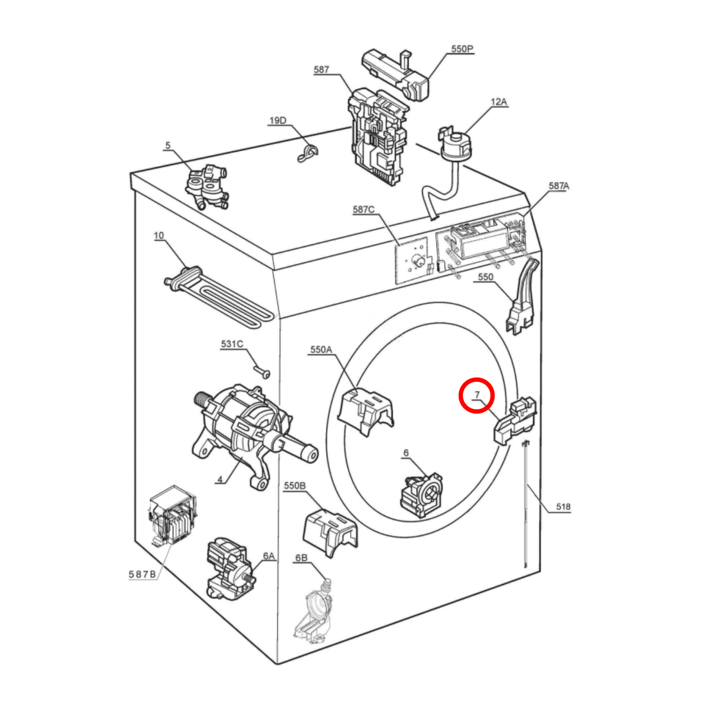 3792035002 AEG, Electrolux Front Load Washing Machine Door Lock - 1326207014, 132620701