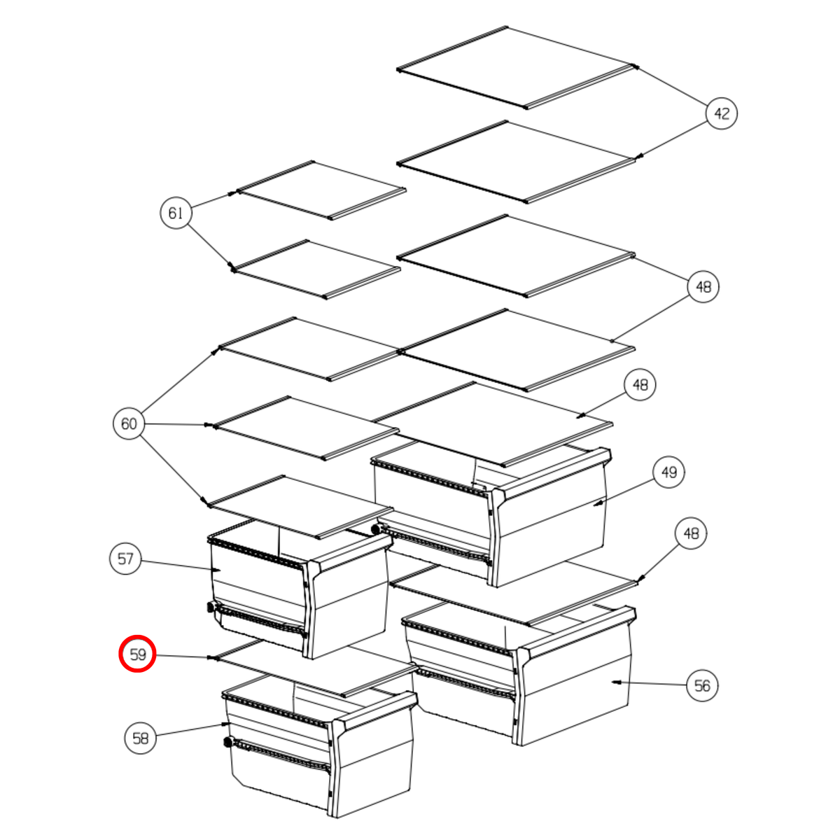K2279331 Hisense Fridge Glass Shelf