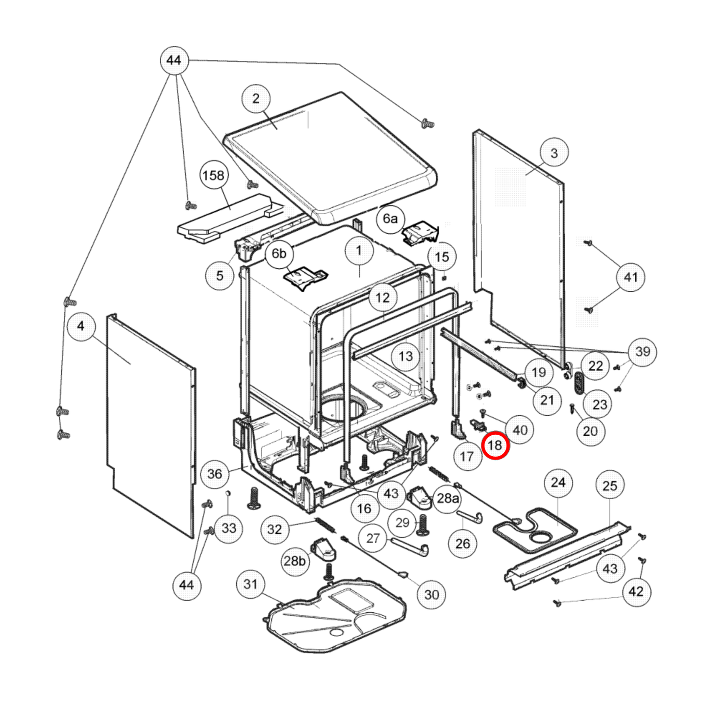 4055895660 Westinghouse Dishwasher Door Latch - 37015415