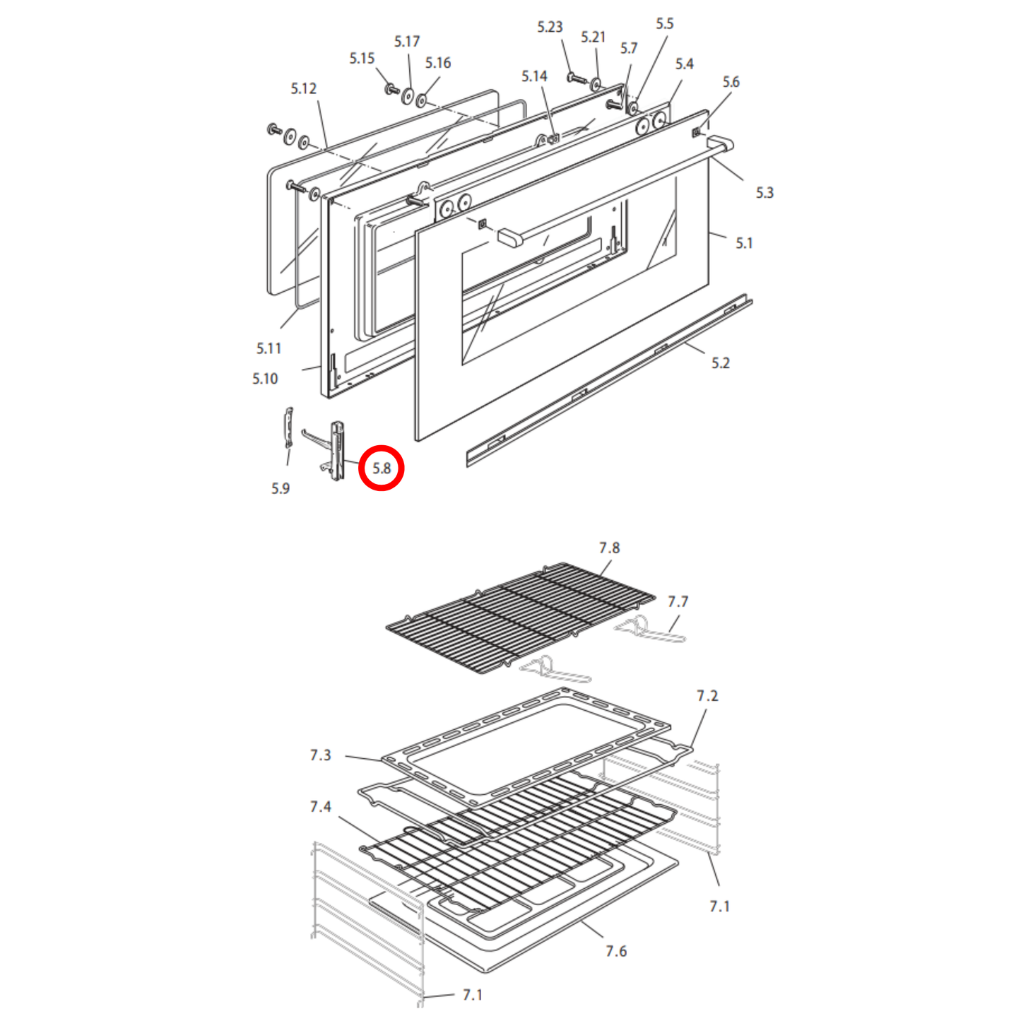 573657 Delonghi Oven Door Hinge - 063073