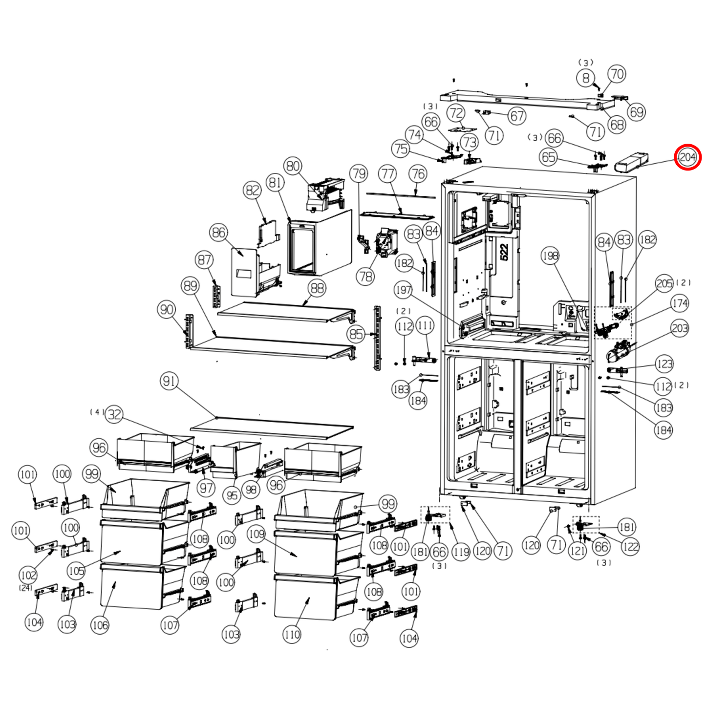 K2100990 Hisense Fridge Water Filter - K2100988, HX2019FR-A