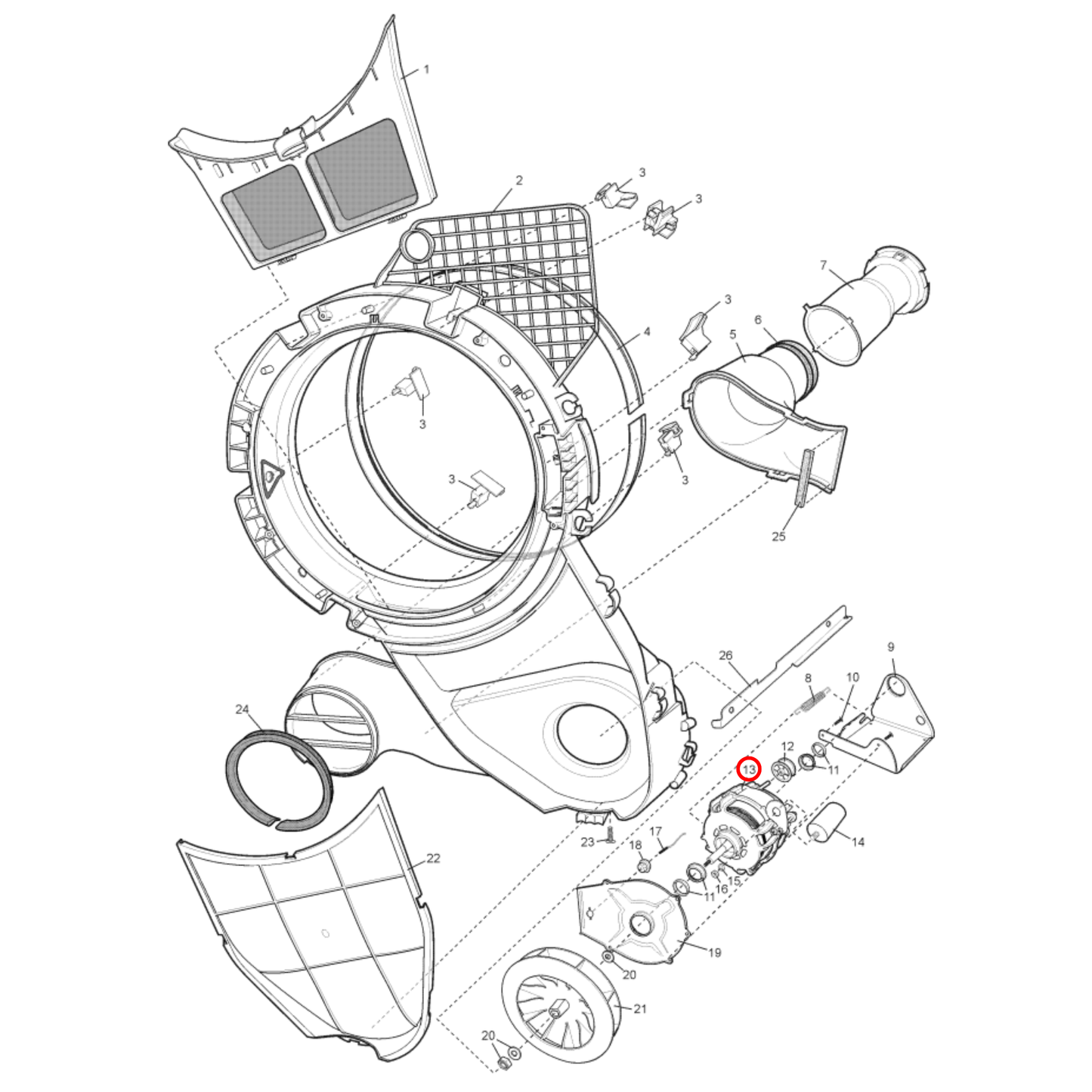 4055577078 Electrolux, Simpson, Westinghouse Dryer Motor Kit - 0214377106