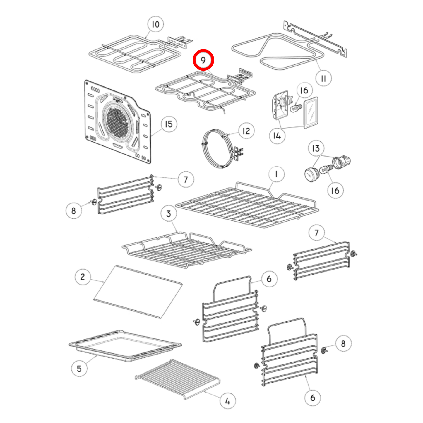 574067 Delonghi, Fisher & Paykel Oven Upper Grill Element - 062098004