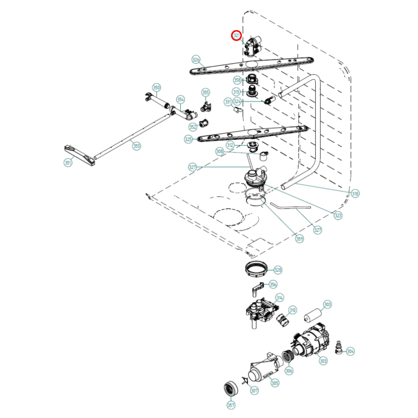 428791 Asko Dishwasher Divider Spray Tower