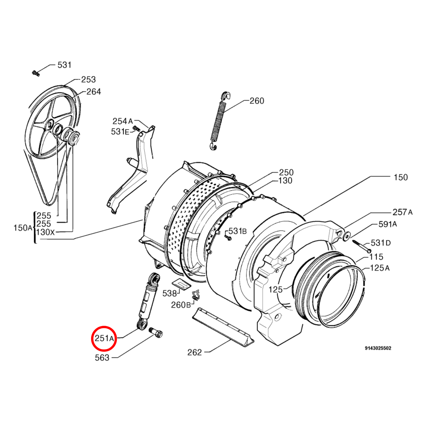 1322553015 Electrolux Washing Machine Shock Absorber - 1322553007