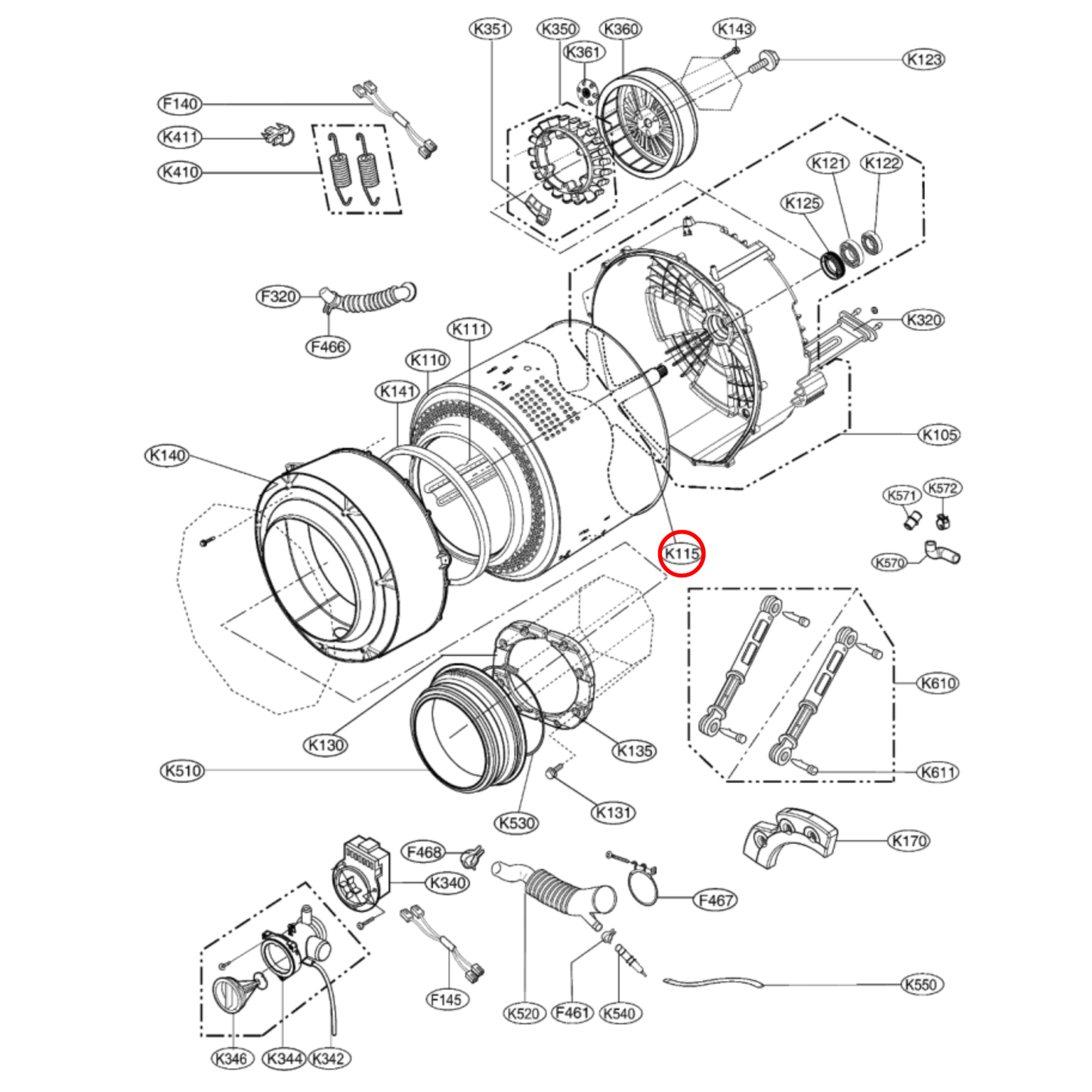 4434ER1008D LG Washing Machine Spider - 4434ER1008B