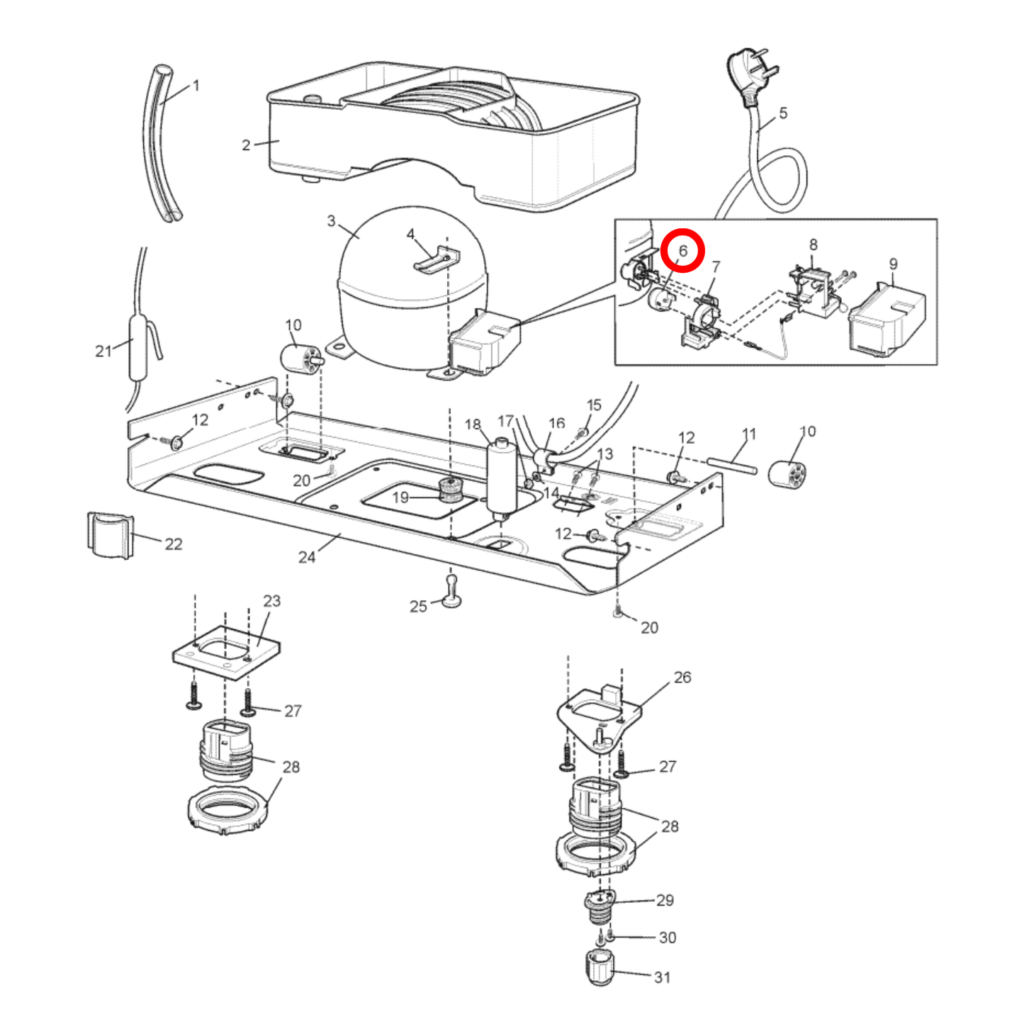 1443933 Electrolux Westinghouse Fridge Switch Overload Protector