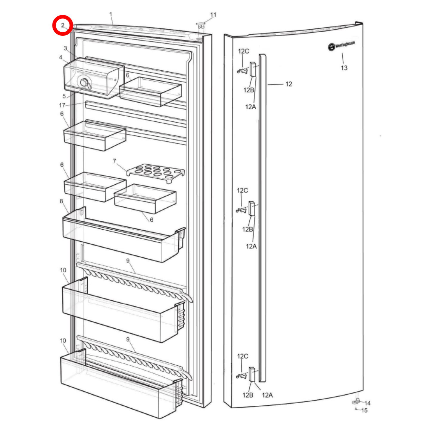 8119885518 Westinghouse Fridge Door Seal SD 70 - 811988551