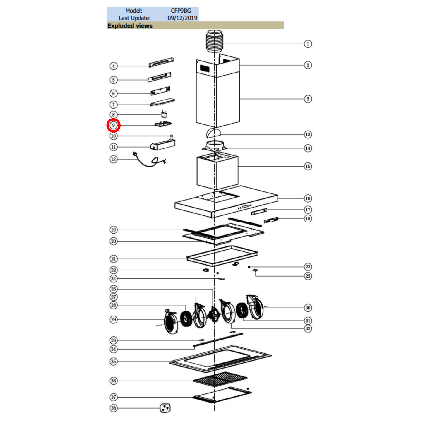 1400500494 Euromaid Rangehood PCB Board