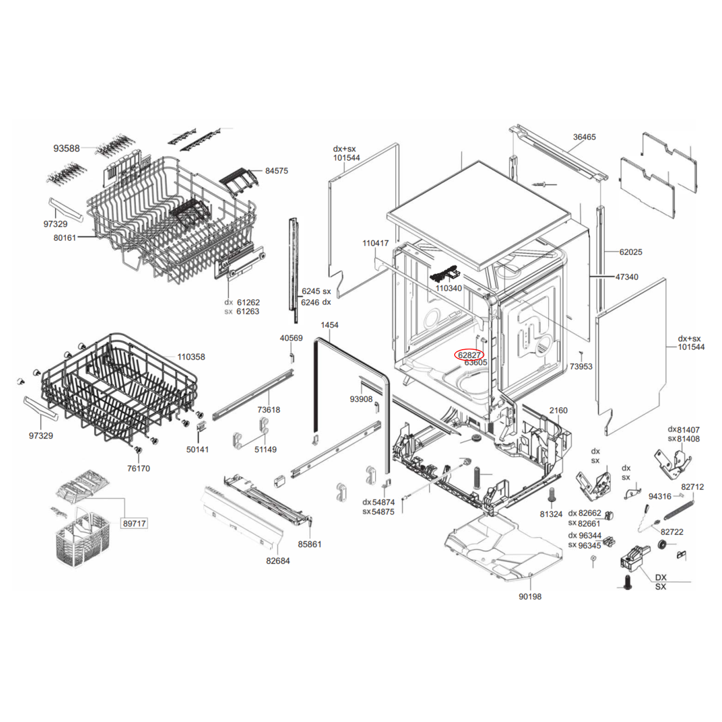 768452095 Smeg Dishwasher Cap Door Centre Clip