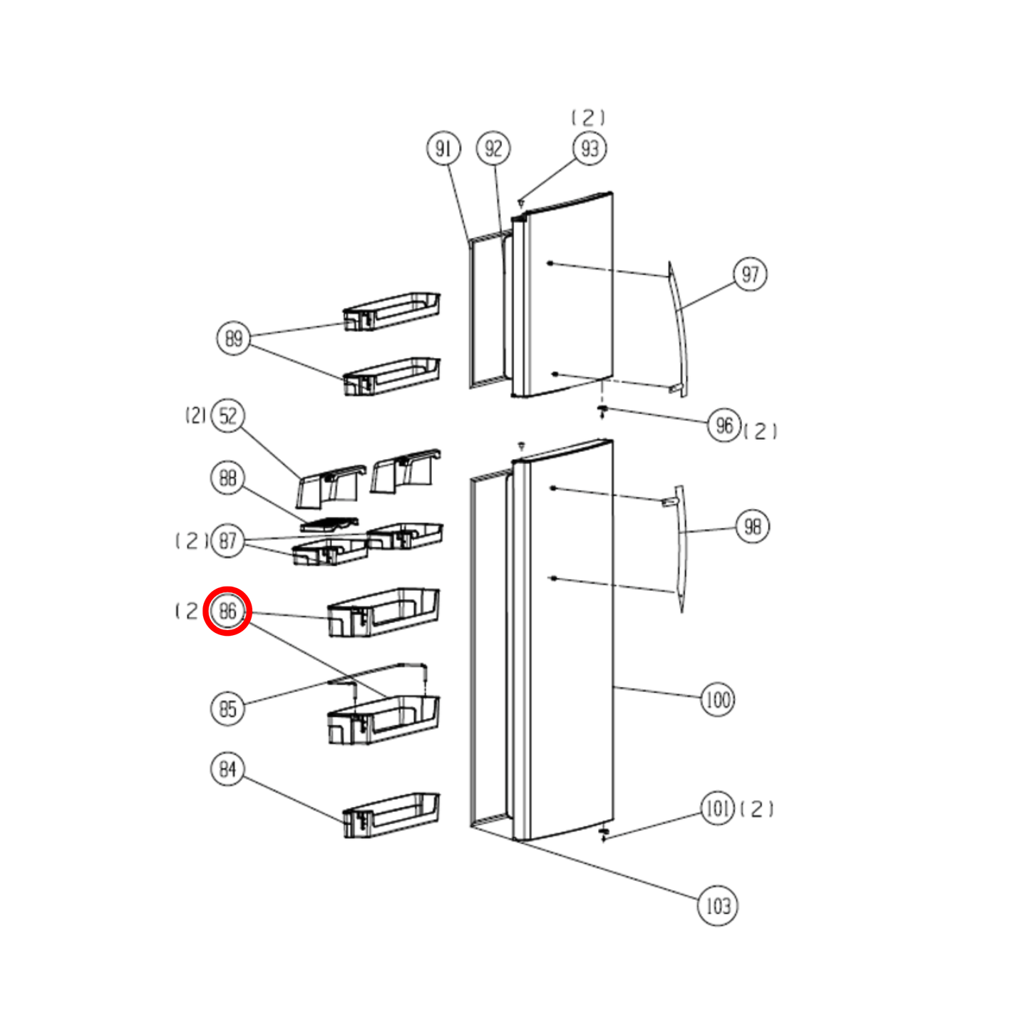 K1522580 Hisense Fridge Middle Door Shelf - K1429082