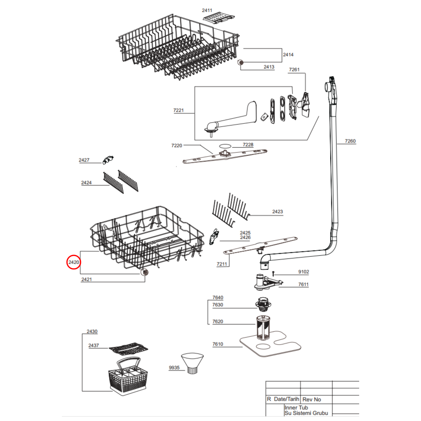 1758970900 Euromaid Dishwasher Lower Basket - 1766810083