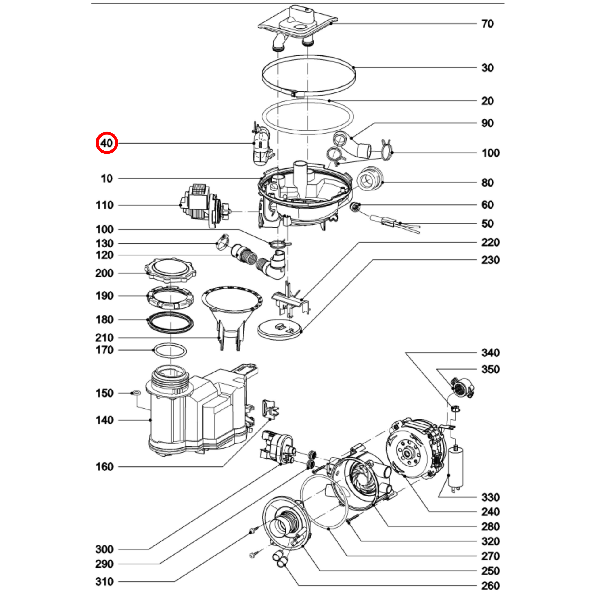 Miele dishwasher non-return valve parts diagram