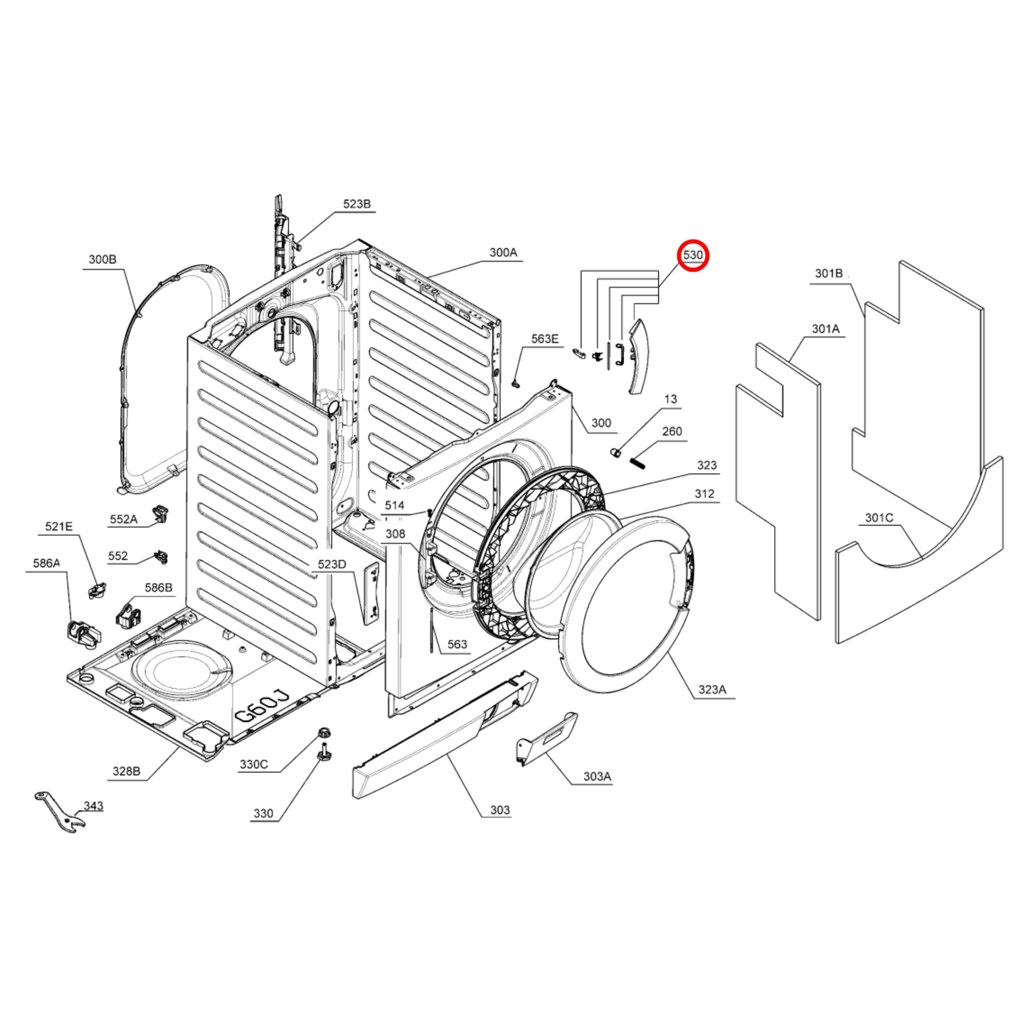 4055128930 AEG Washing Machine Door Handle Kit