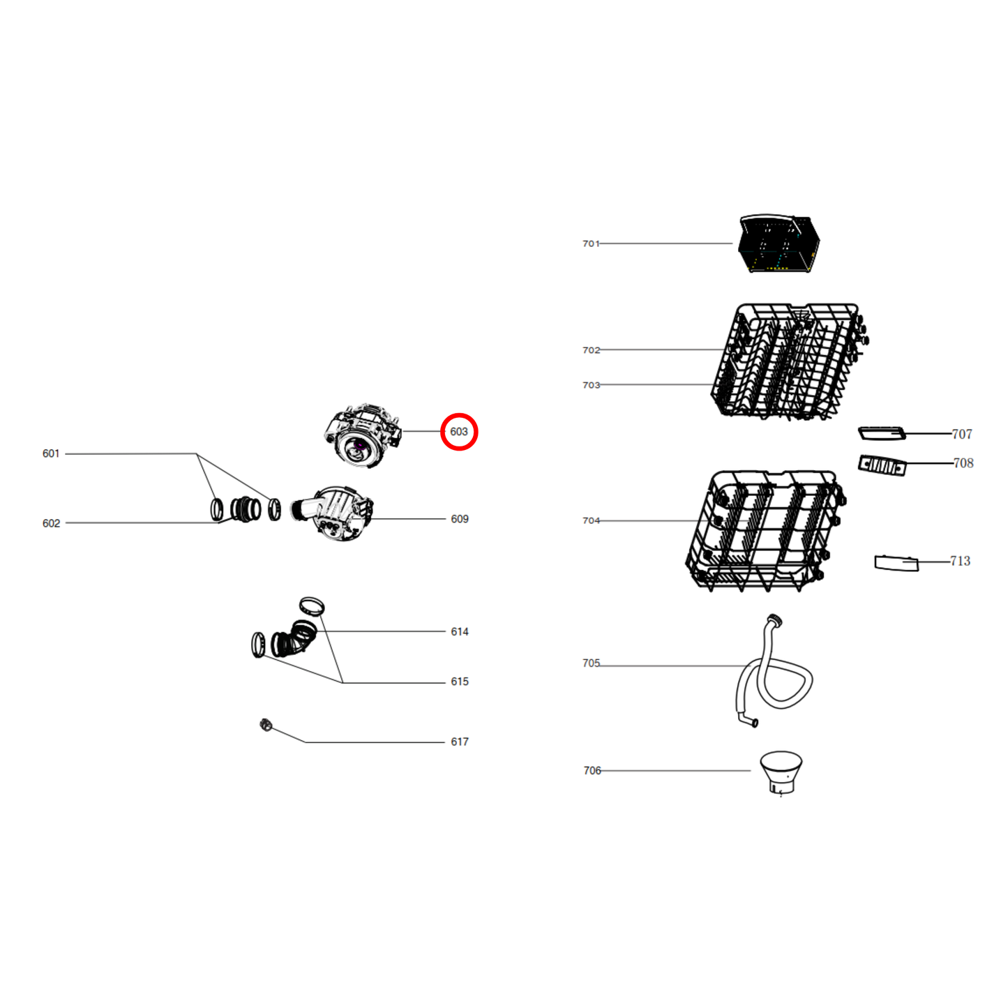 17476000008302 Delonghi Dishwasher Wash Motor