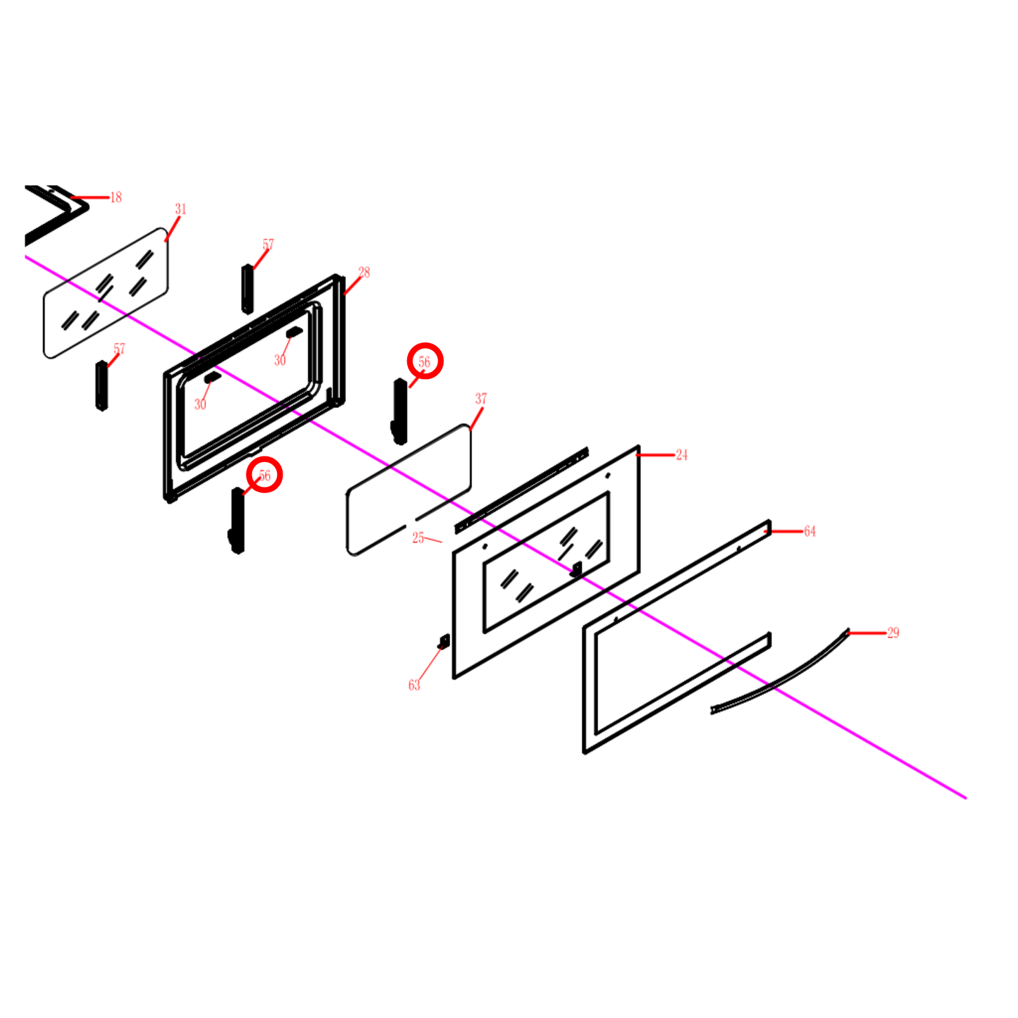 EB90-28-1-OLD Technika Oven Door Hinge Old Type - EB70ERCD856O