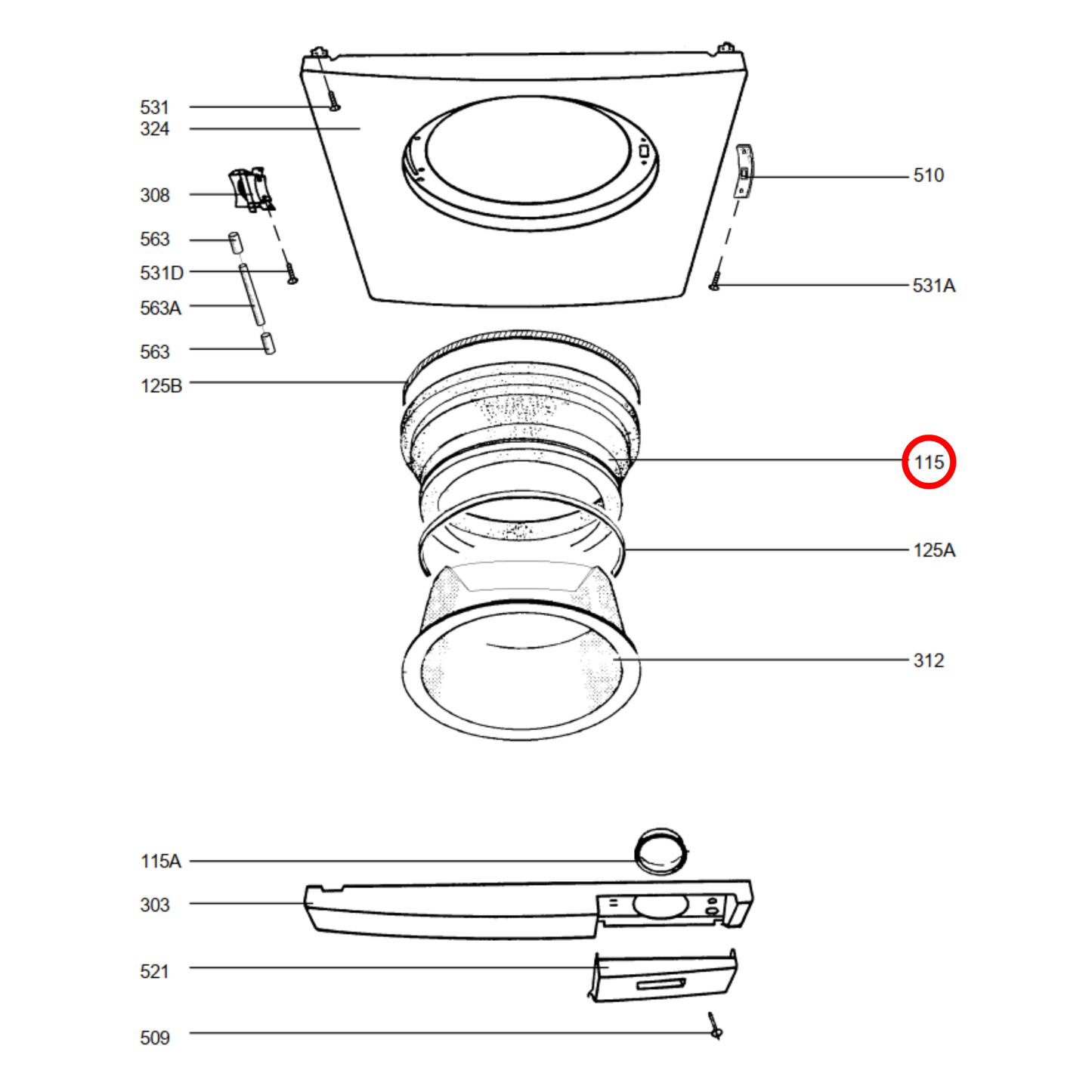 1108590900 AEG Lavamat Washing Machine Door Seal
