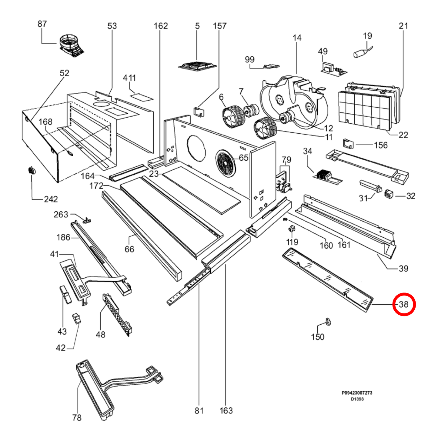 50229845008 AEG, Electrolux Rangehood Light Cover Diffuser