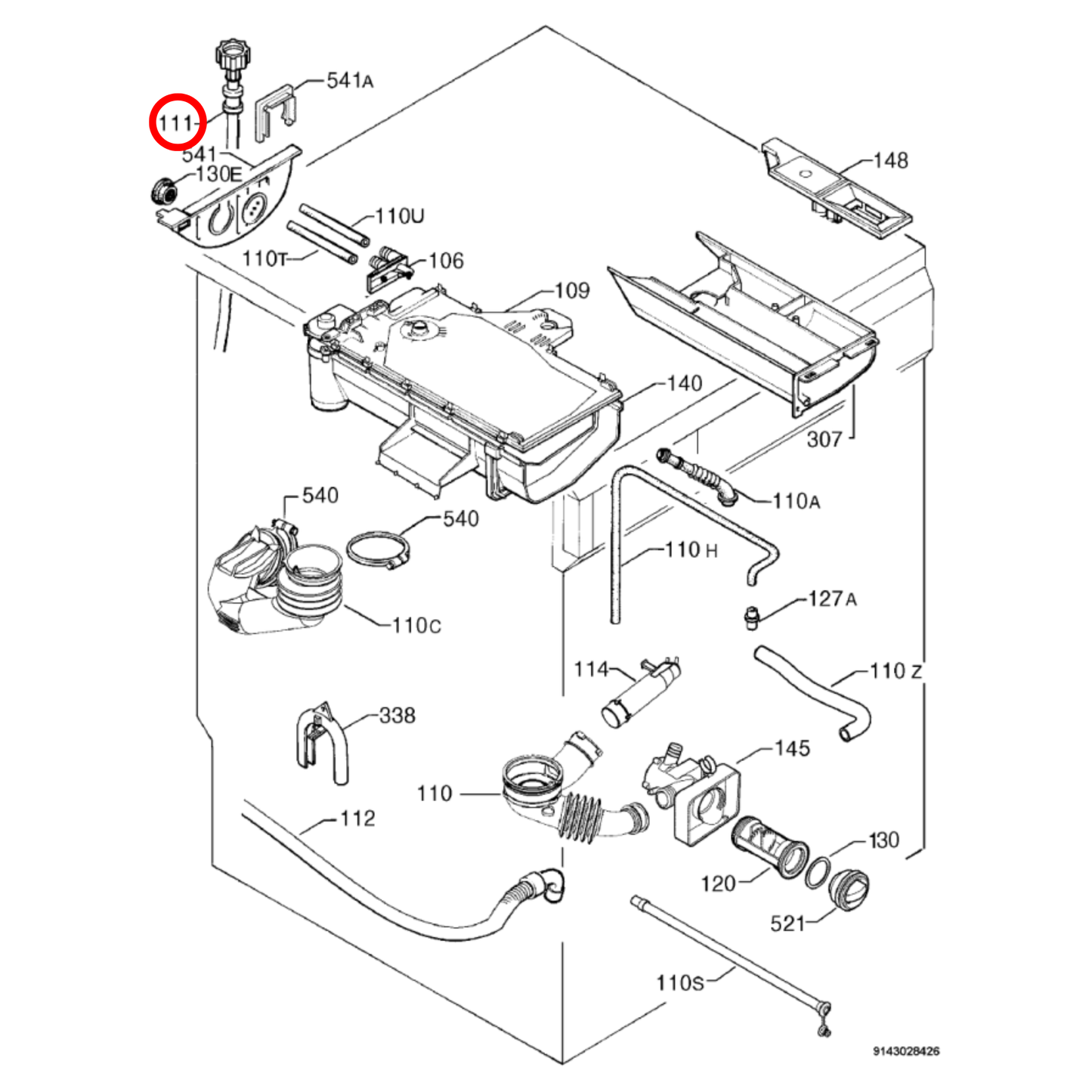 85805712001247 Electrolux Simpson, Westinghouse Washing Machine Cold Water Inlet Hose 1.3M - 0571200124