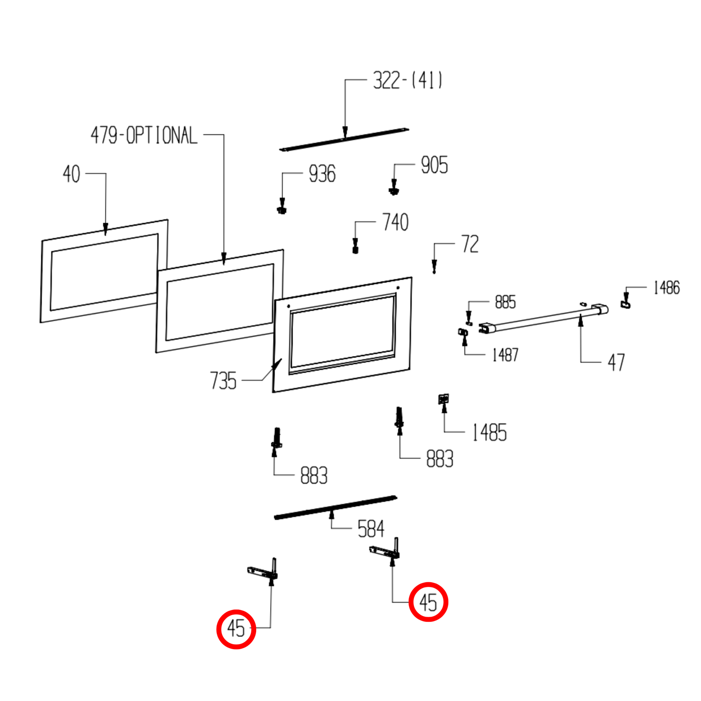 410930003 Euromaid Oven Door Hinge
