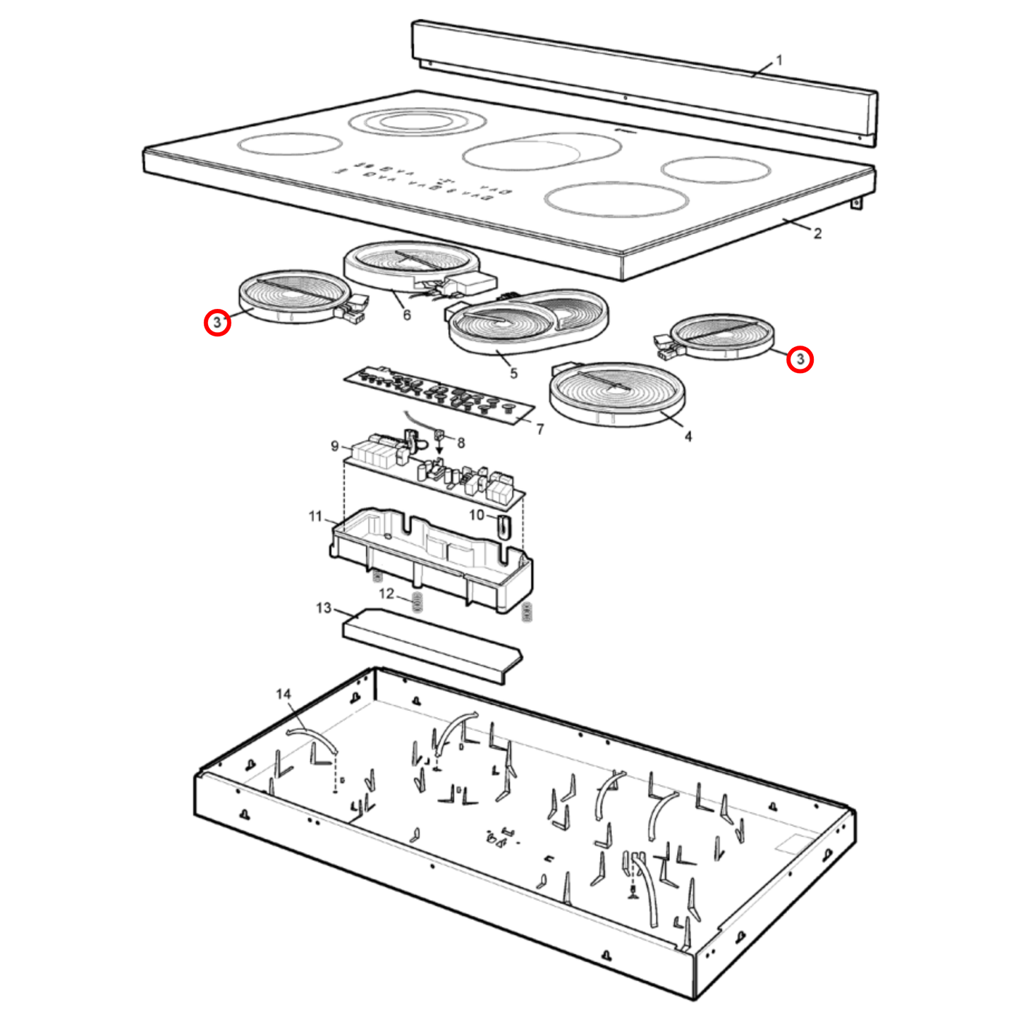 4055989125 Electrolux Cooktop Ceramic Hot Plate 165MM 1200W - 3740635226, 4055539334