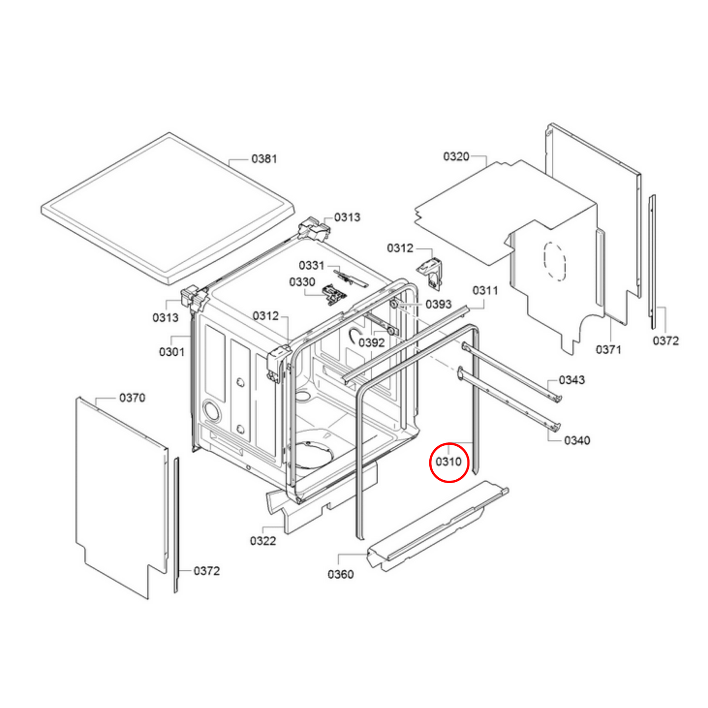 00263096 Bosch Dishwasher Tub Seal