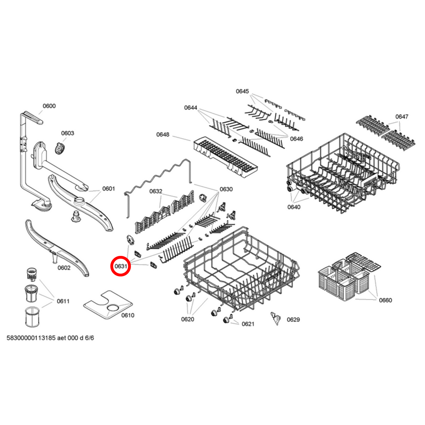 00428344 Bosch Dishwasher Lower Rack Crock Insert Clip - 00420199, 00418499