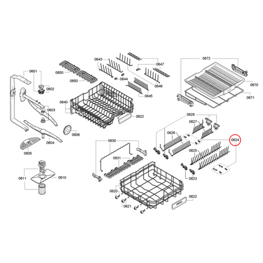 00611472 Bosch Dishwasher Lower Rack Clip Kit