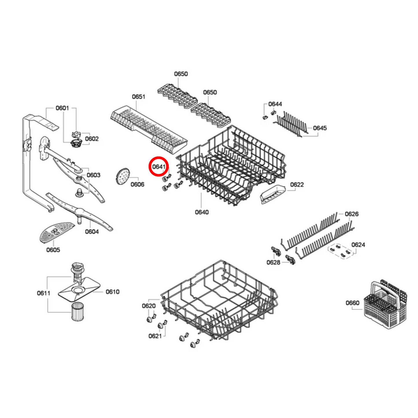 00611666 Bosch Dishwasher Upper Basket Wheel