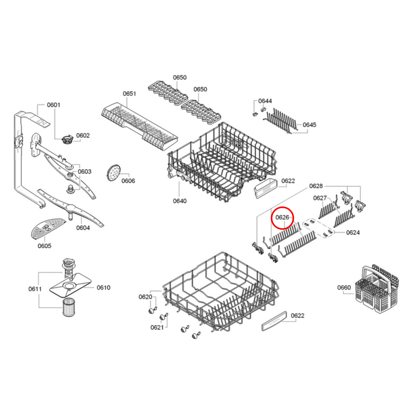 00645101 Bosch Dishwasher Lower Basket Rack Flip Insert (2)