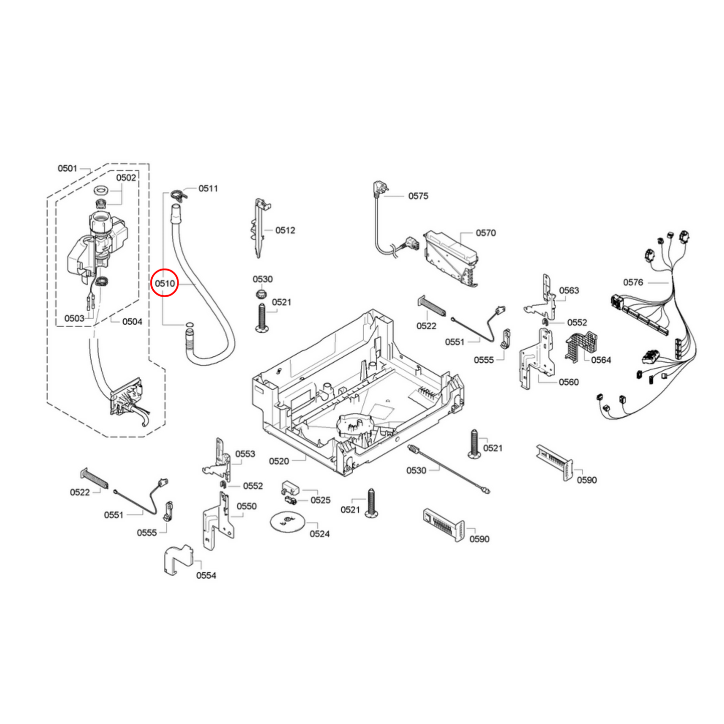 00668114 Bosch Dishwasher Outlet Drain Hose