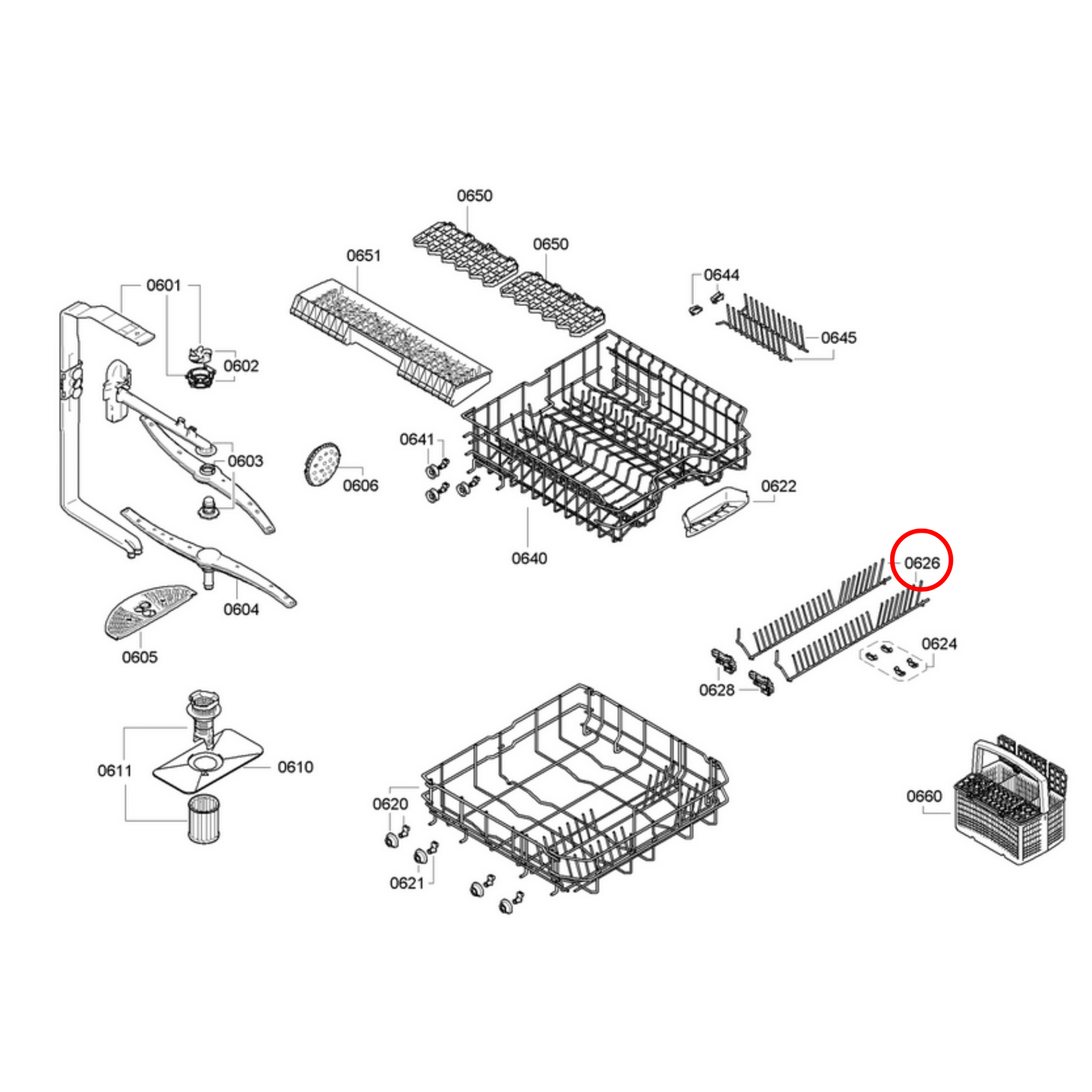 00668360 Bosch Dishwasher Flip Tine Lower Rack