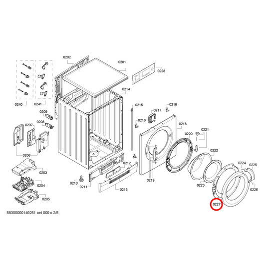 00673907 Bosch Dryer Washing Machine Window Frame Silver