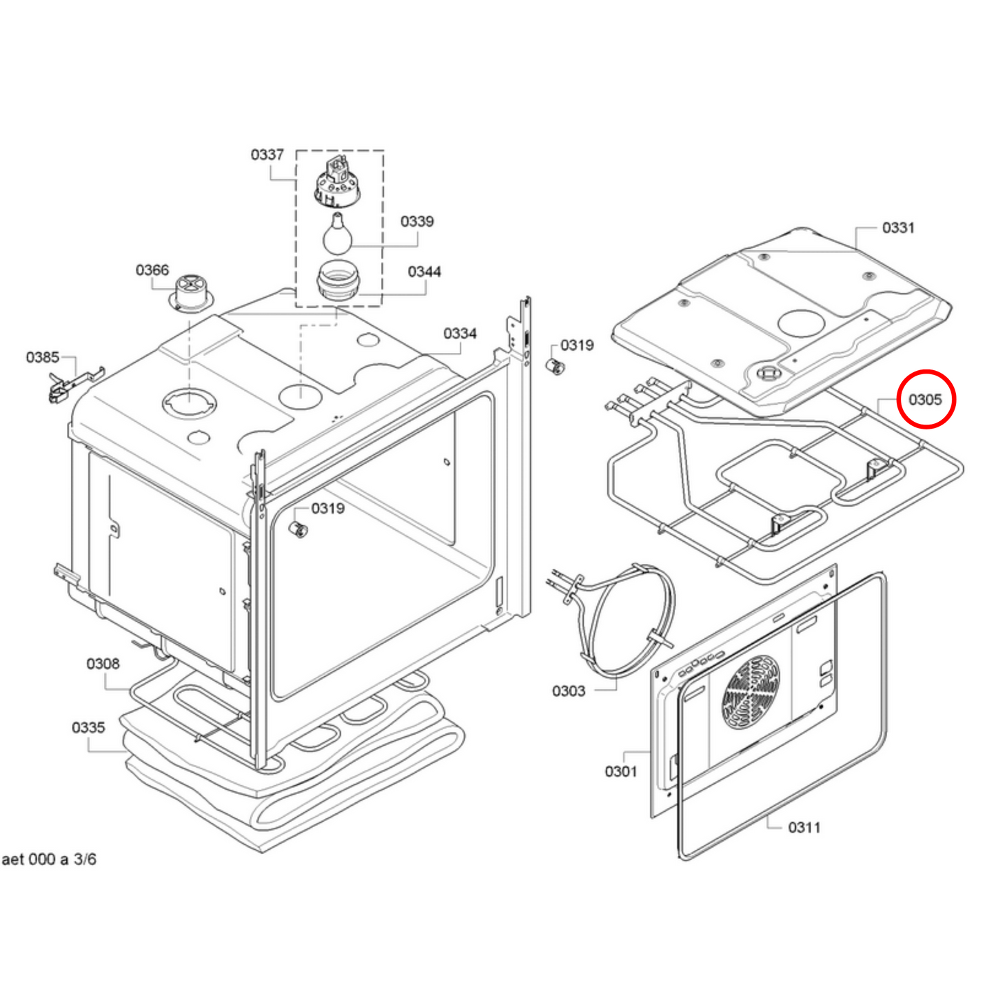 00684722 Bosch Oven Upper Top Grill Heating Element 2800W 230V - 00470970, SE343