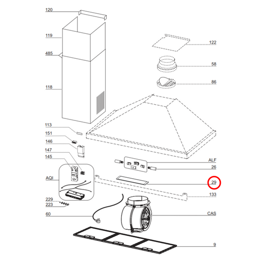 03294757 Smeg Rangehood Plastic Light Diffuser Cover - 4055093019