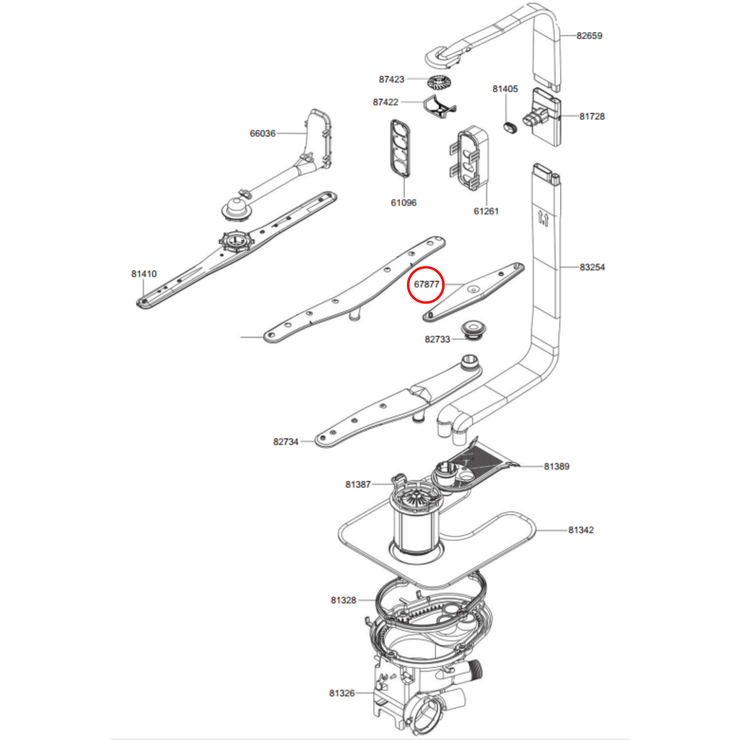 064570075 Smeg Dishwasher Small Spray Arm