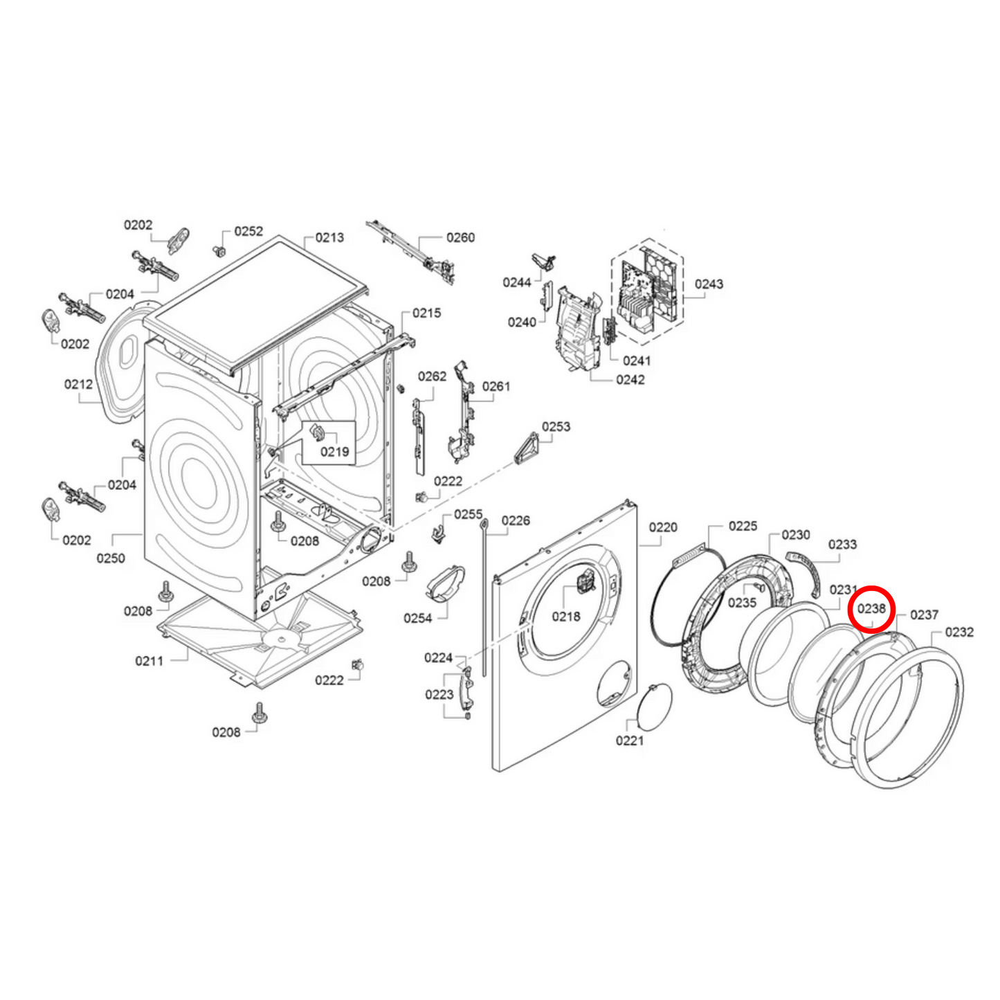 11034434 Bosch Washing Machine Front Cover