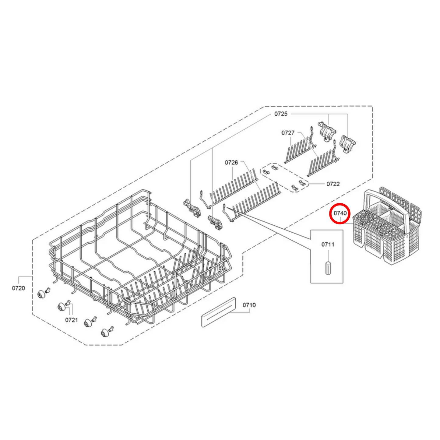 11057829 Bosch Dishwasher Cutlery Basket - 11018806