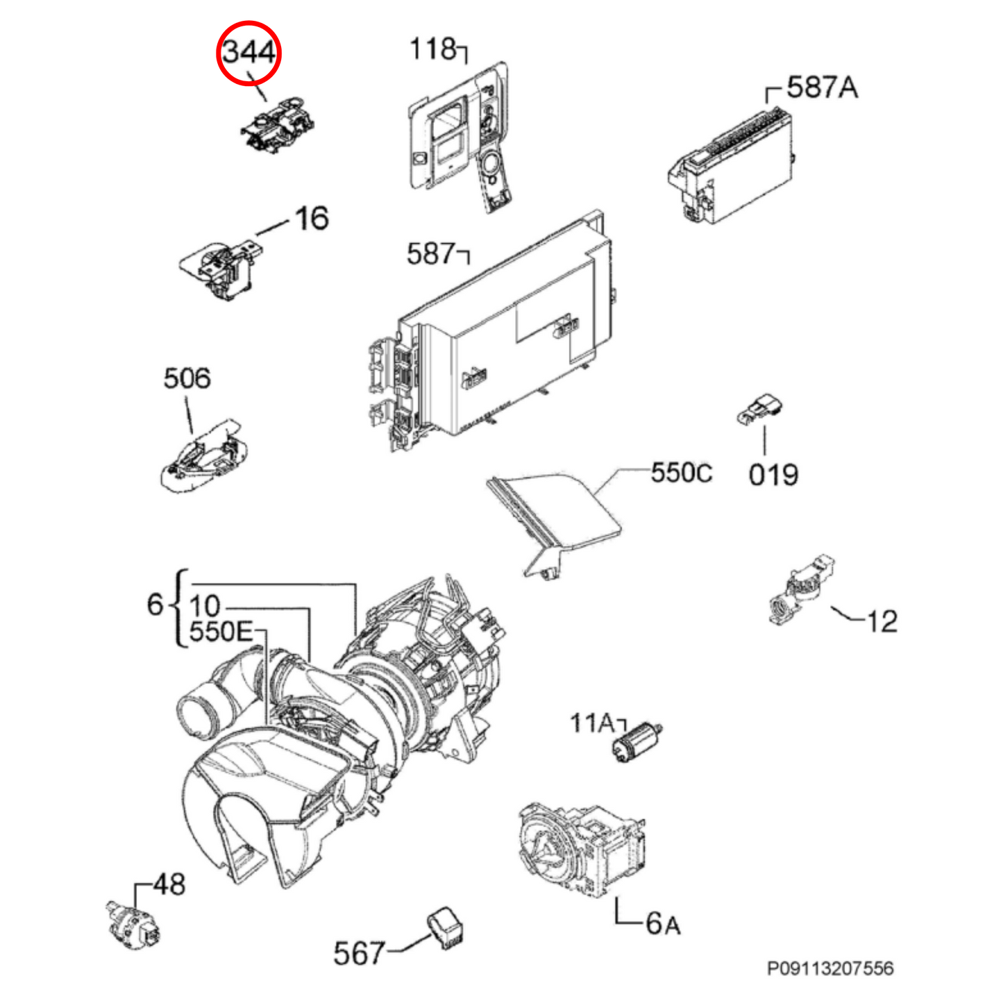 1113150401 AEG, Electrolux, Westinghouse Dishwasher Door Lock