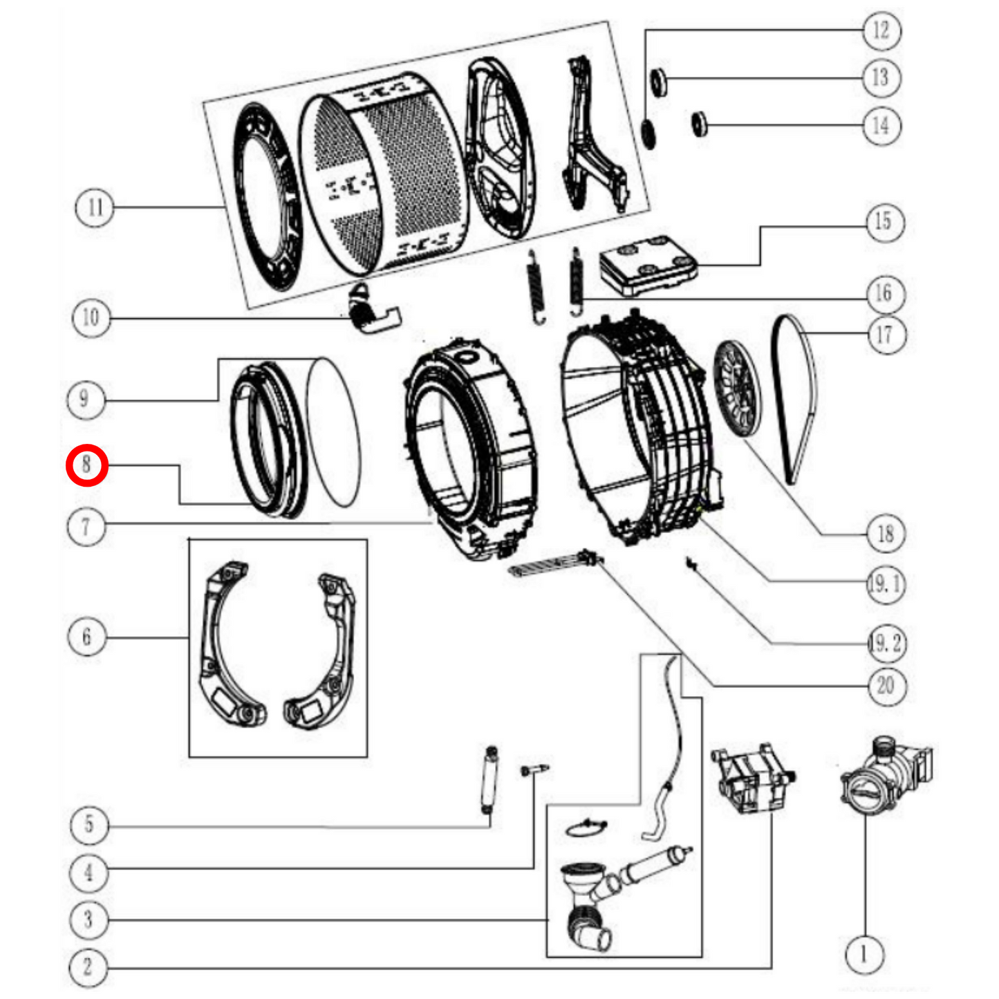 12638100000535 Euromaid, Omega Washing Machine Door Seal