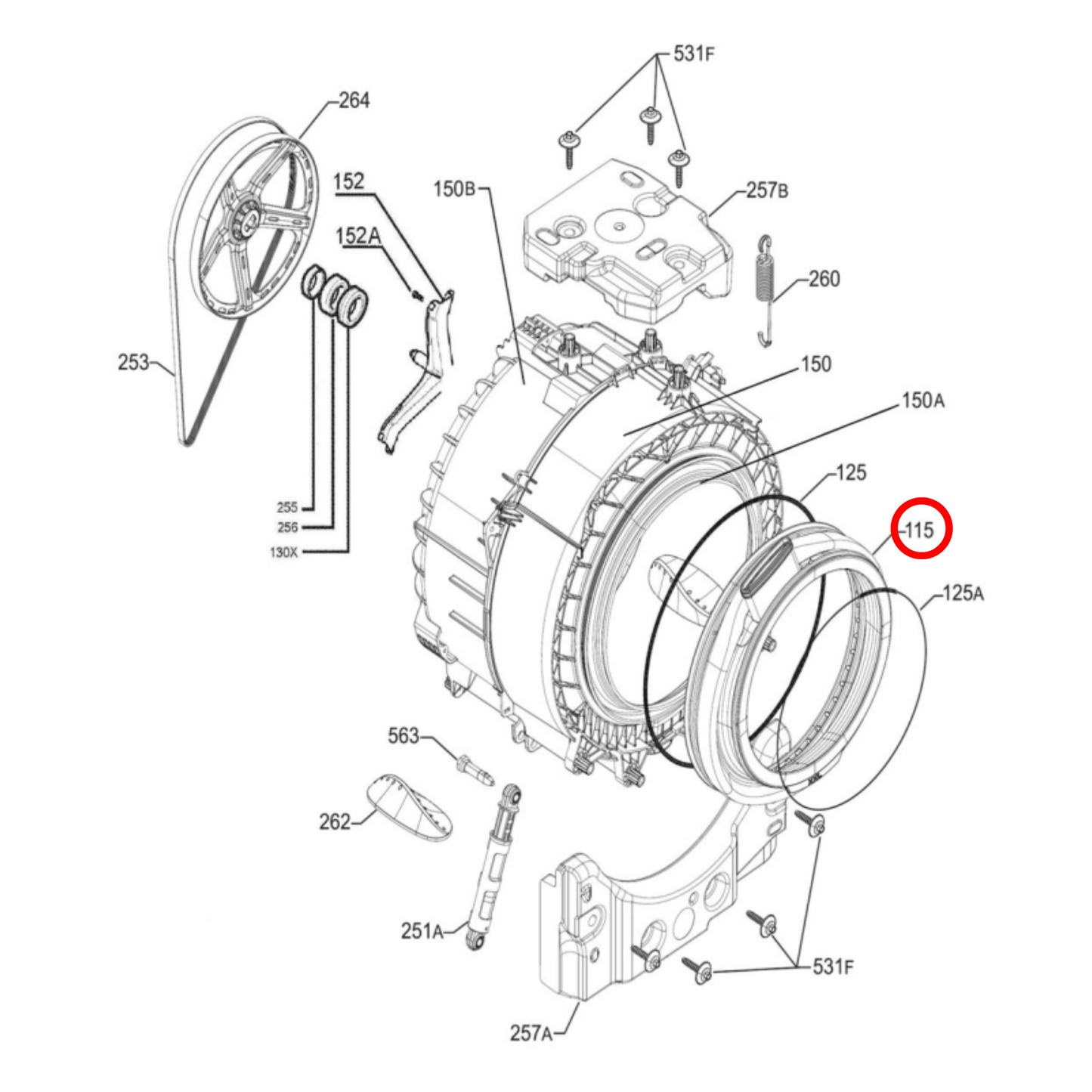 140004670034 Electrolux, Simpson Washing Machine Door Seal - A00467003