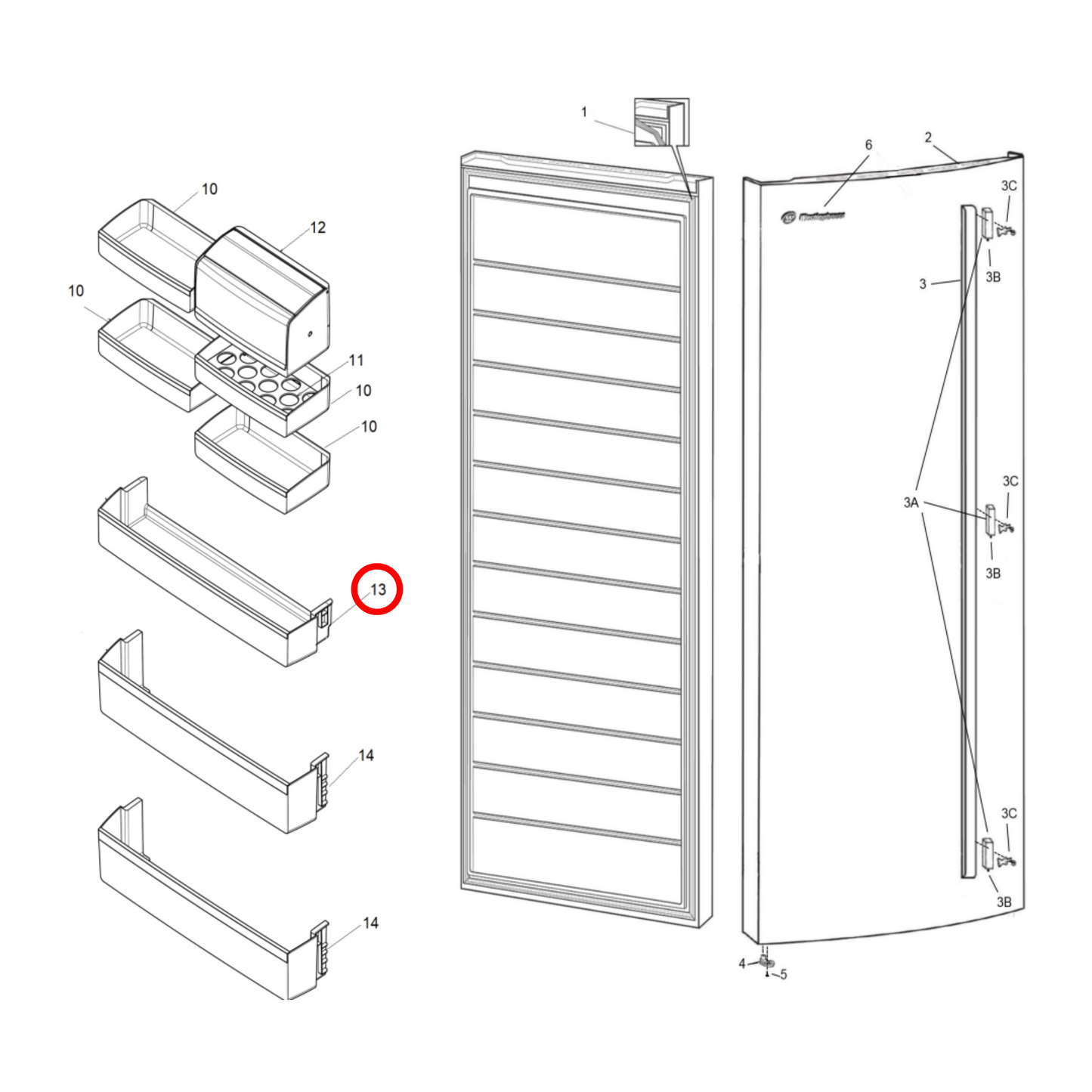 140008047080 Electrolux Fridge Middle Door Shelf