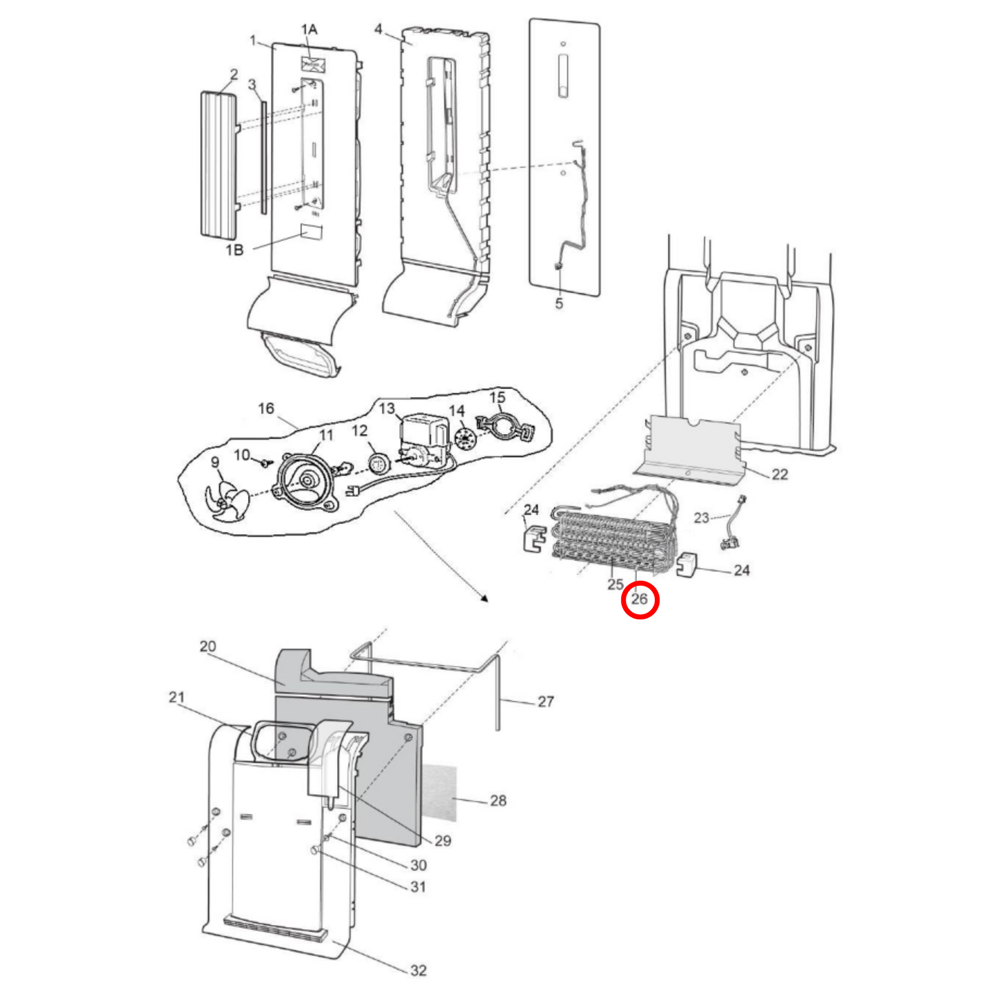 140010582264 Westinghouse Fridge Freezer Defrost Heater Element 138W - A01058204